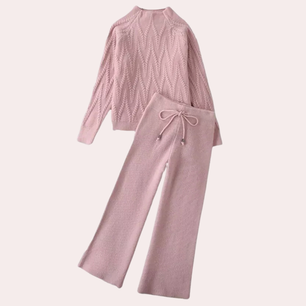 Damen Pullover- und Hosen-Set mit Struktur