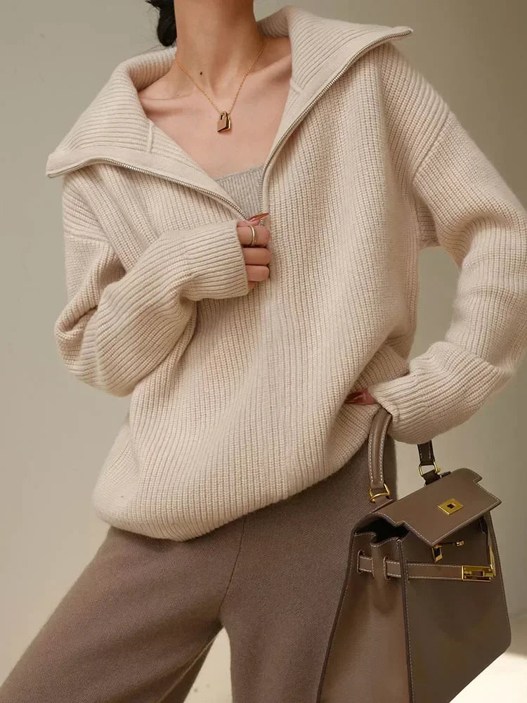 Damen Halbzip-Pullover