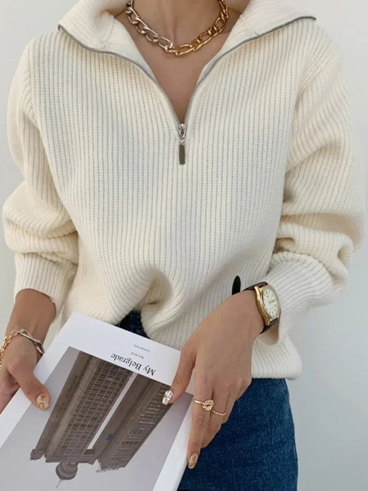 Damen Halbzip-Pullover