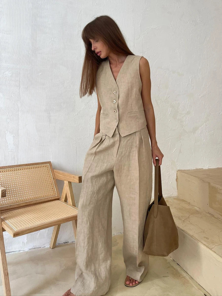 Damen Sommer-Set aus Leinen und Baumwolle