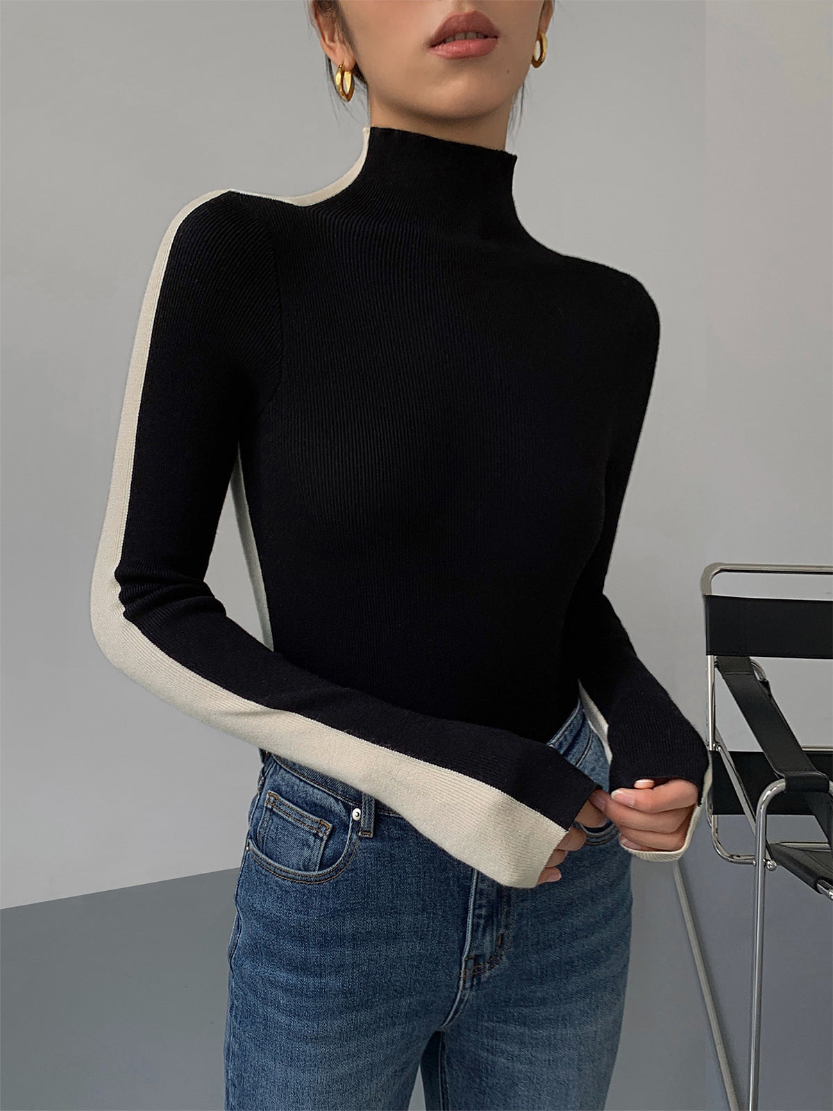 Damen Strickoberteil mit langen Ärmeln