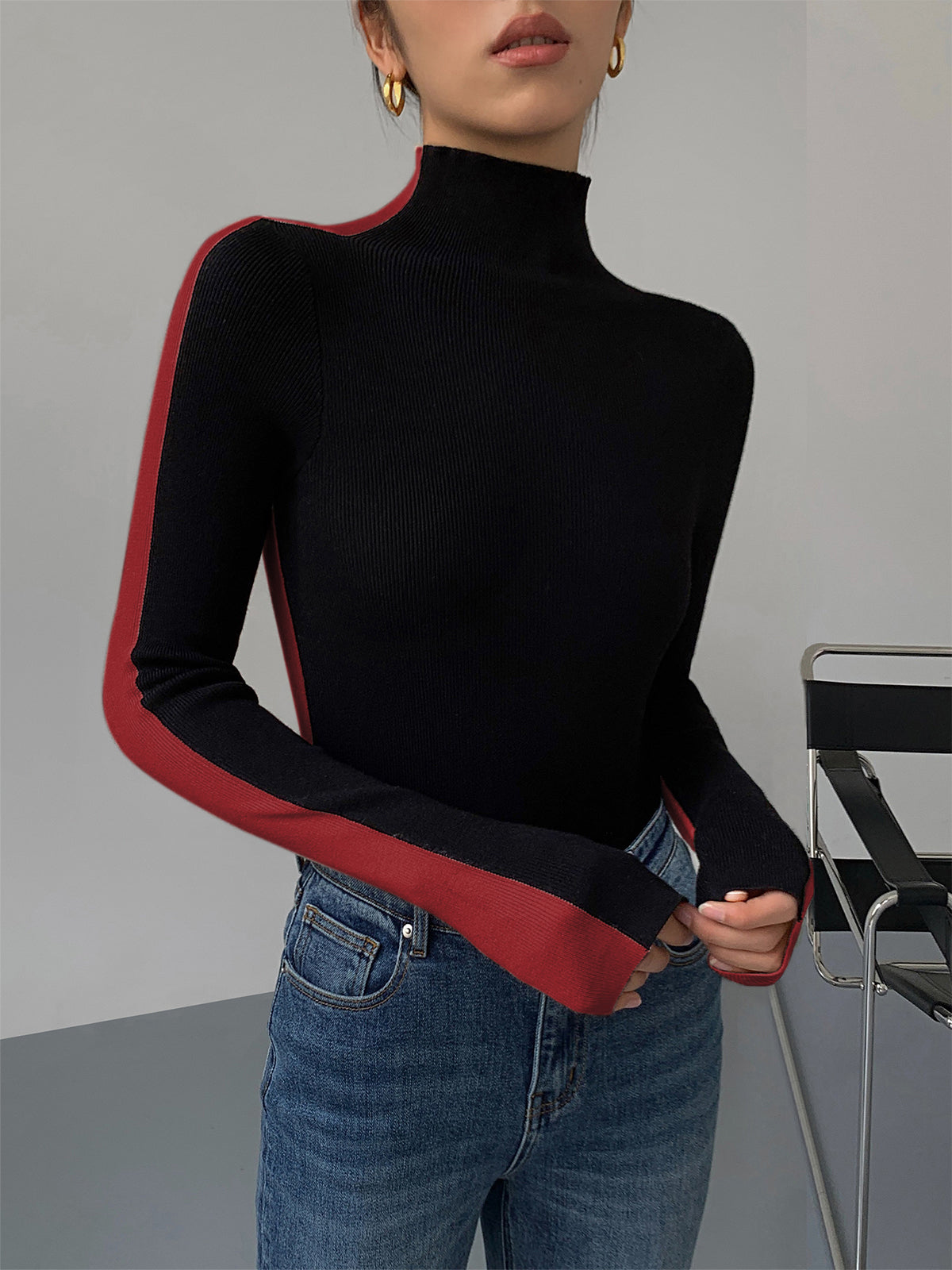 Damen Strickoberteil mit langen Ärmeln