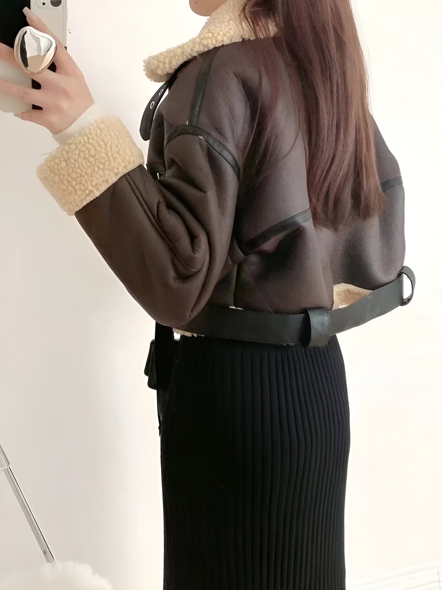 Damen Winterjacke aus Kunstleder