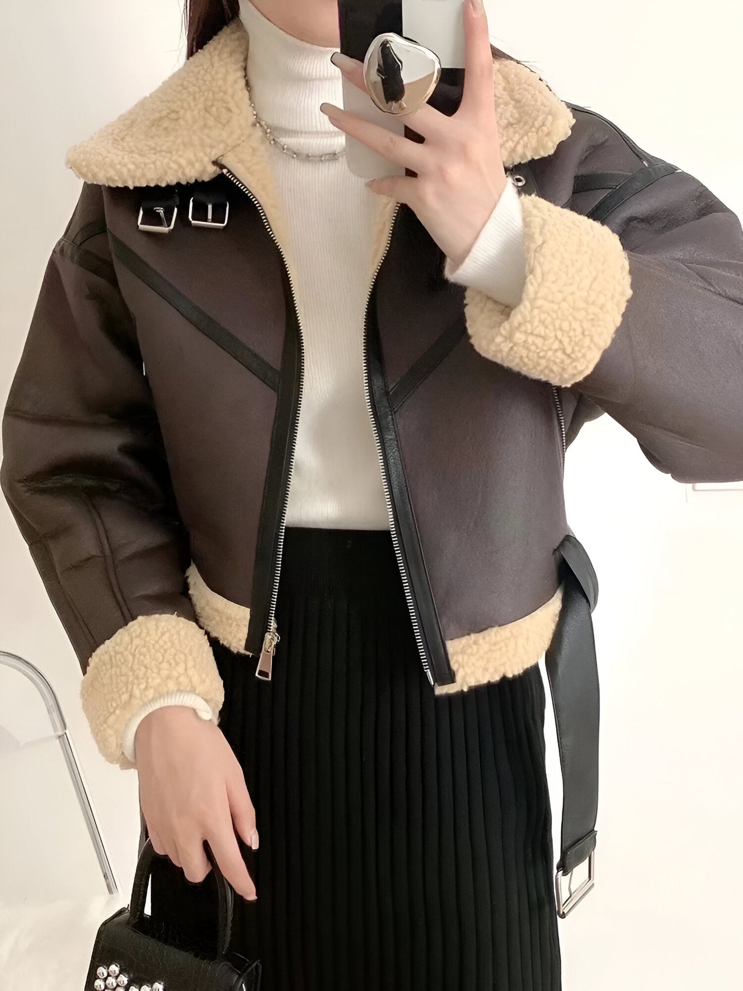 Damen Winterjacke aus Kunstleder