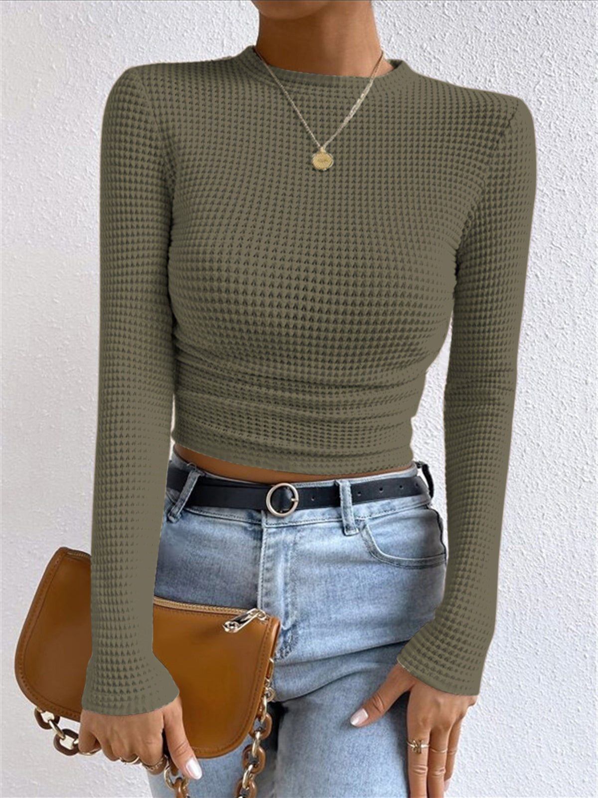 Damenpullover Slim Fit Waffle