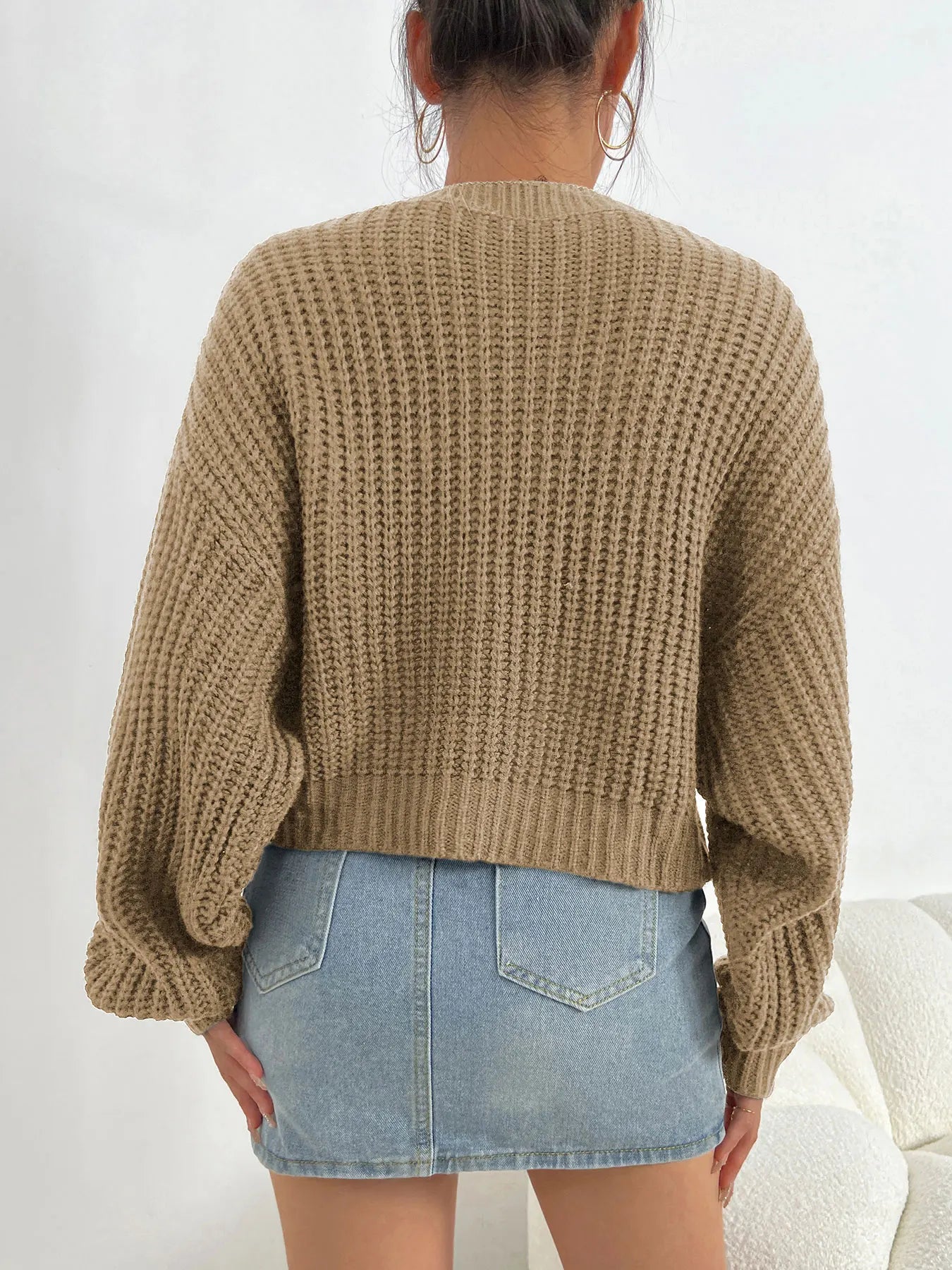 Damenpullover mit Batwing-Ärmeln und Rundhalsausschnitt