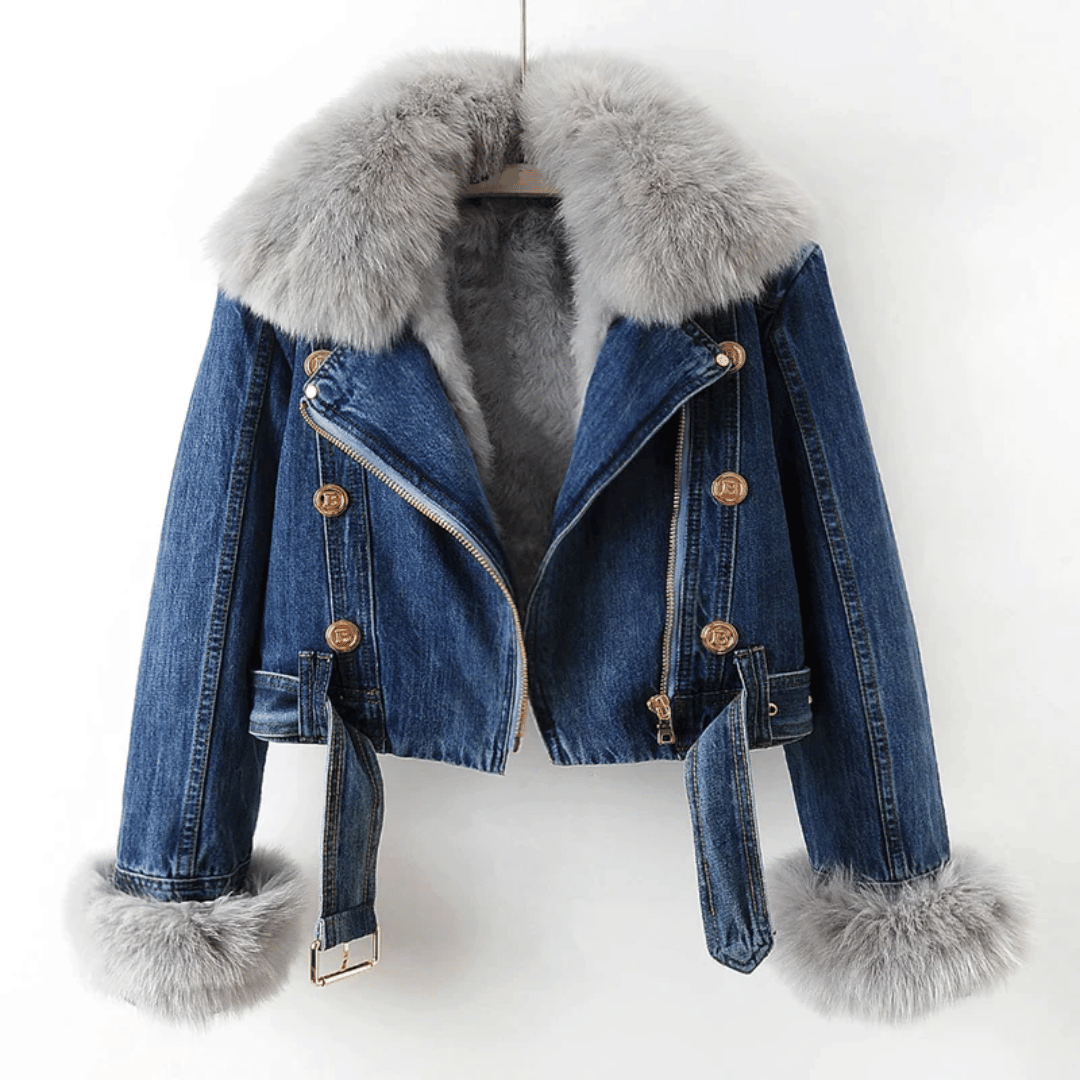 Denimjacke Damen mit Kunstpelzfutter