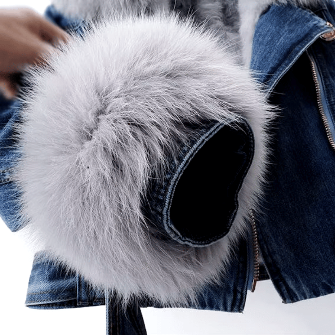Denimjacke Damen mit Kunstpelzfutter