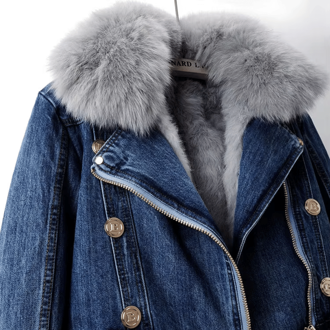 Denimjacke Damen mit Kunstpelzfutter