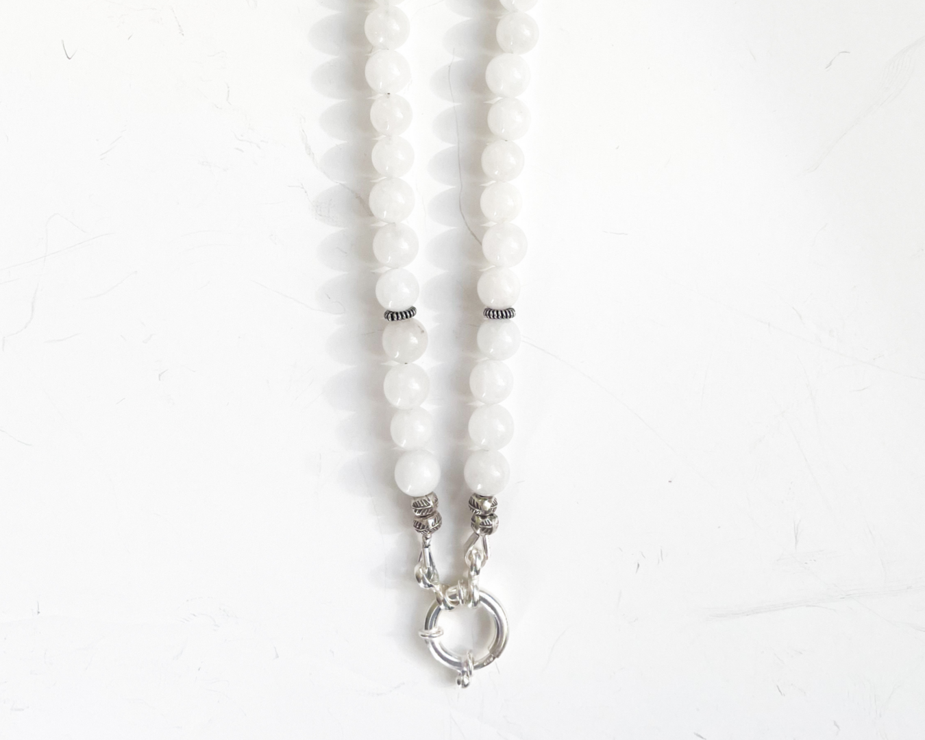 Beatrix | Halskette Damen Achat Weiß mit Wechselring