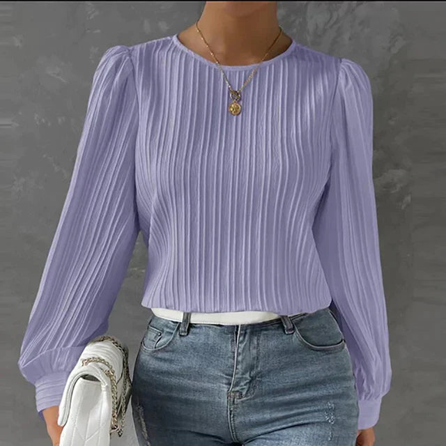 Beatrix | elegante Bluse für Damen mit Faltenstruktur aus Baumwolle