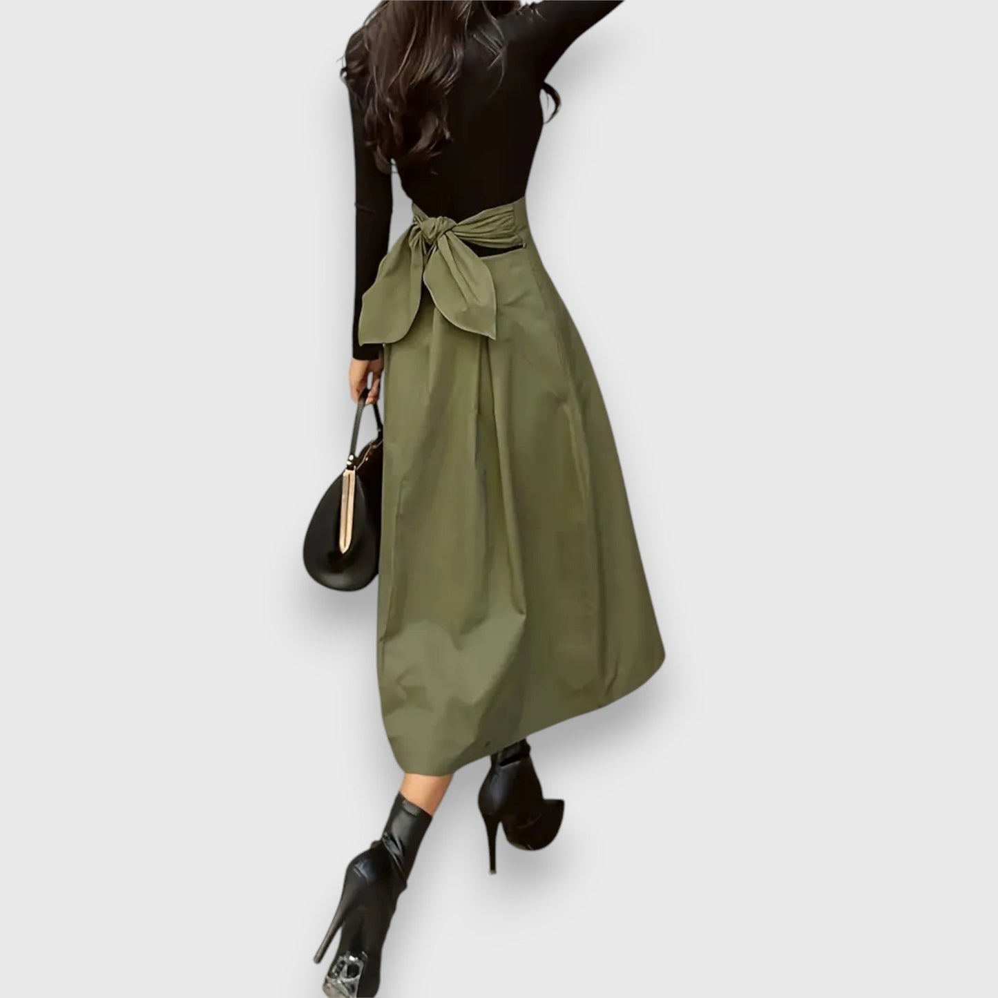 Elegante A-Linie Midi-Spitze mit Taillengürtel