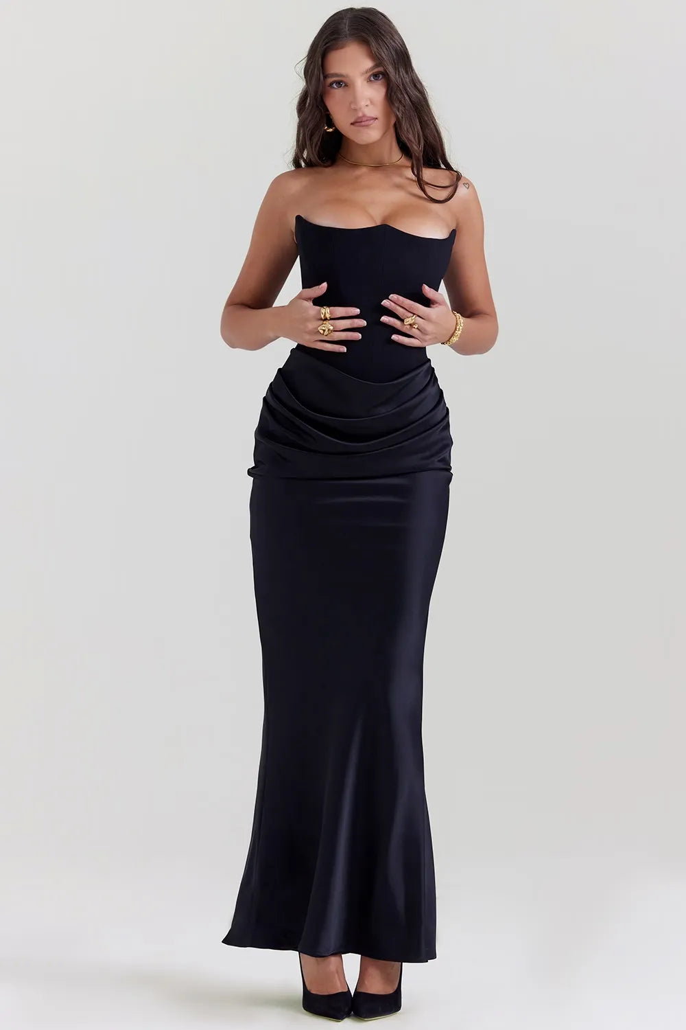 Elegant evening dress Bianca with corset top