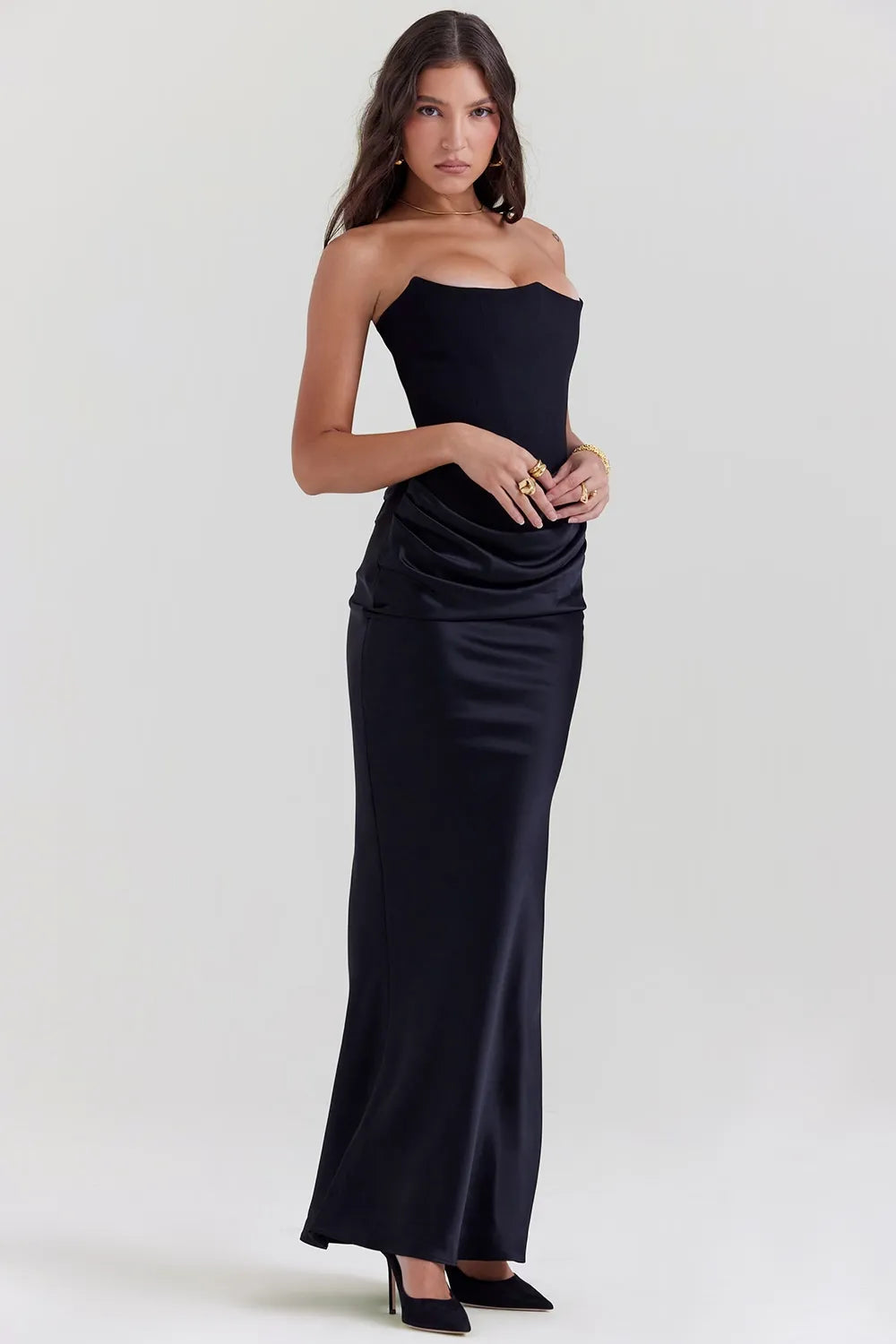 Elegant evening dress Bianca with corset top