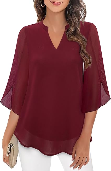 Elegante Damenbluse mit 3/4 Ärmeln