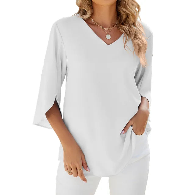 Elegante Damenbluse mit V-Ausschnitt