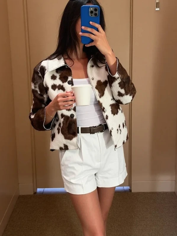 Elegante giacca da donna con motivo a mucca