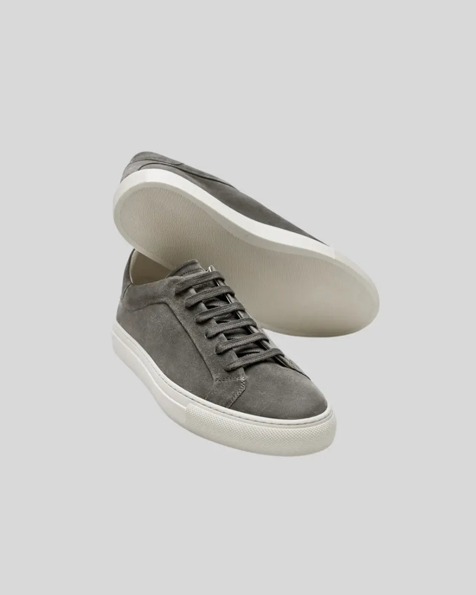 Elegante Dunkelgraue Leder Oxford Sneakers für Herren