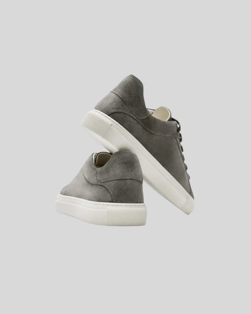 Elegante Dunkelgraue Leder Oxford Sneakers für Herren