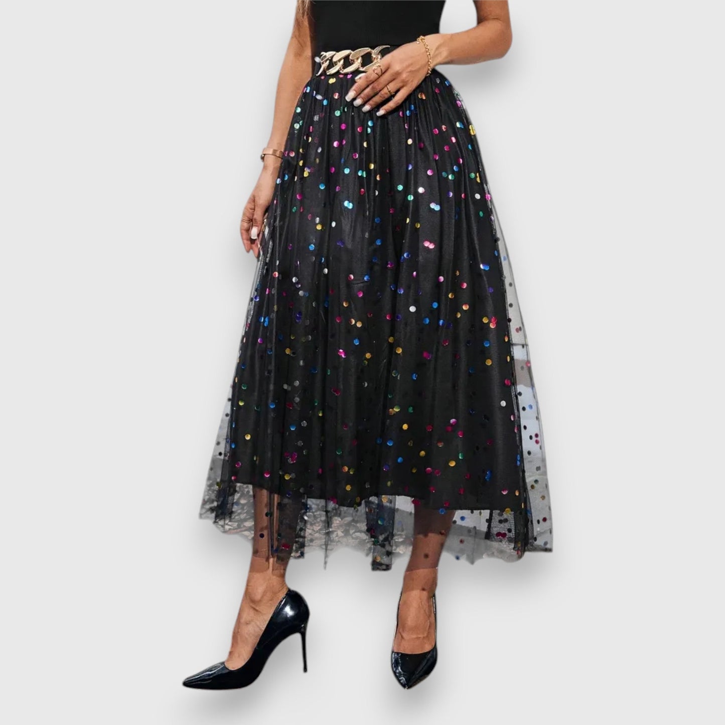 Elegant long skirt with dots