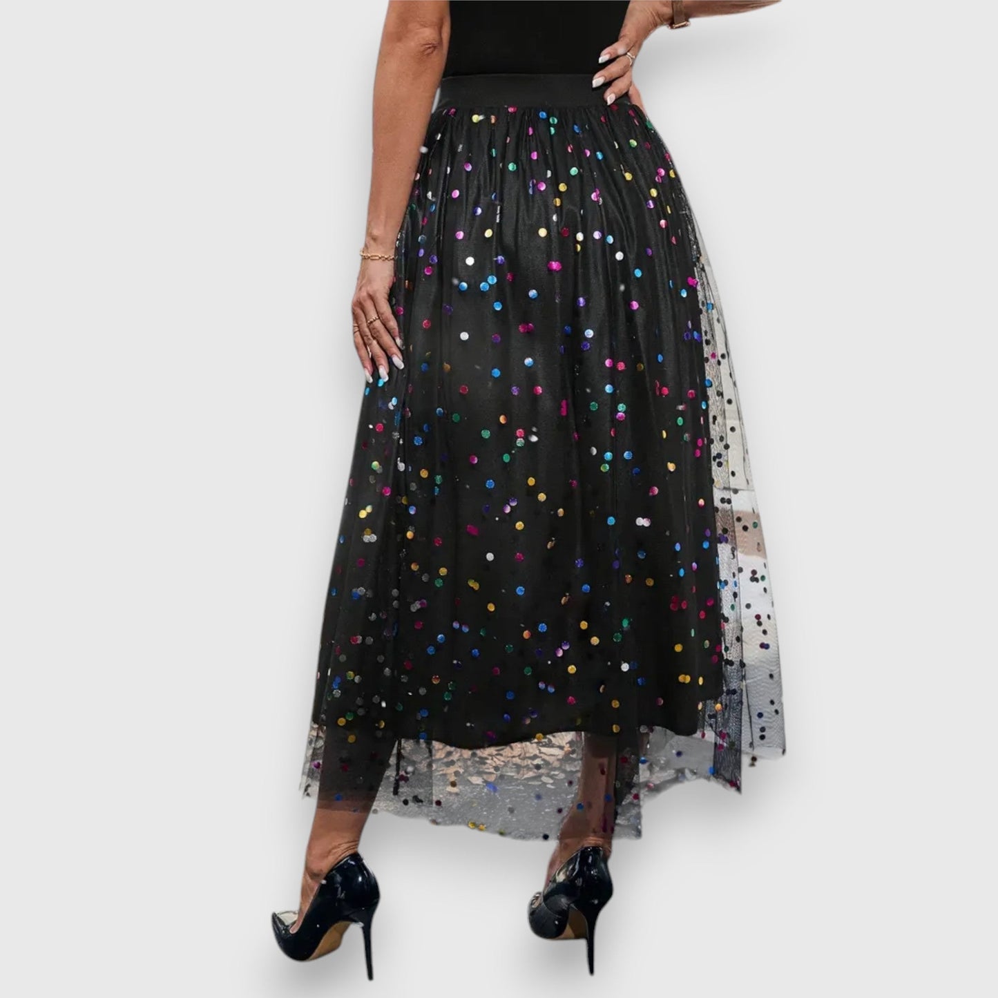 Elegant long skirt with dots