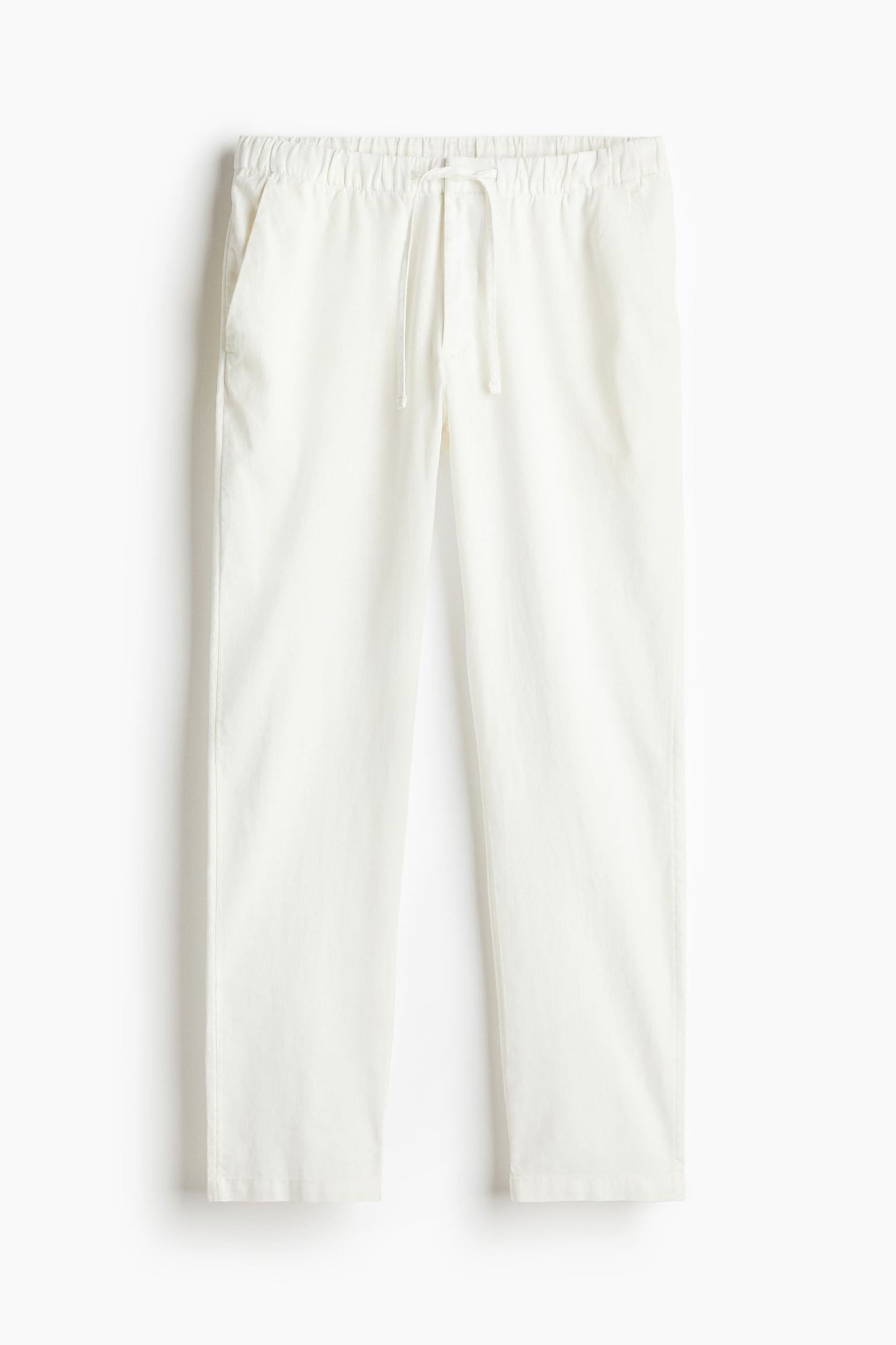 Elegante Leinenhose mit elastischem Bund und seitlichen Taschen