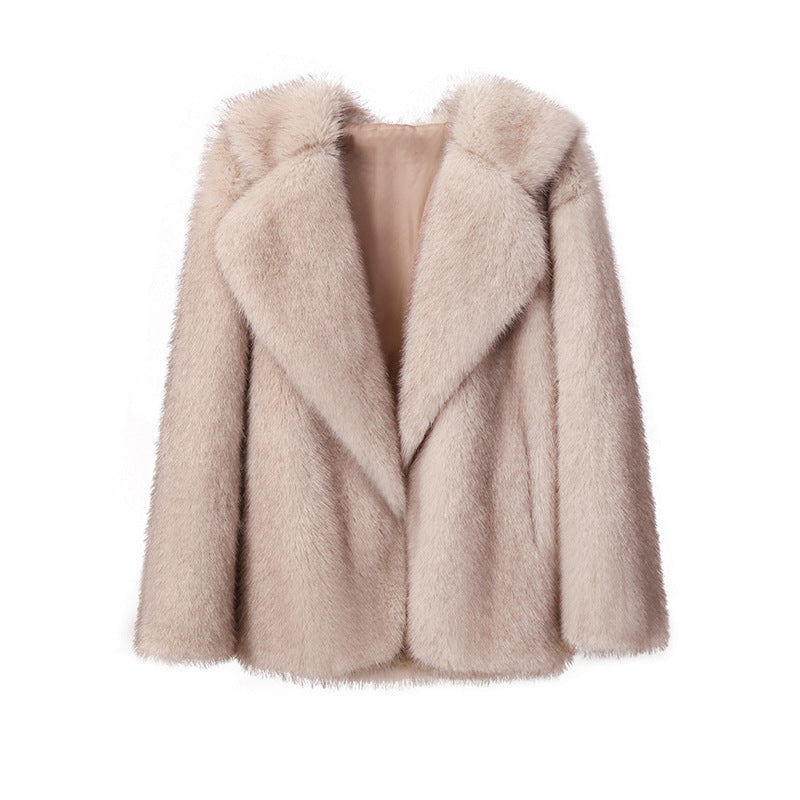 Elegante Weiße Kunstpelzjacke mit Langen Ärmeln