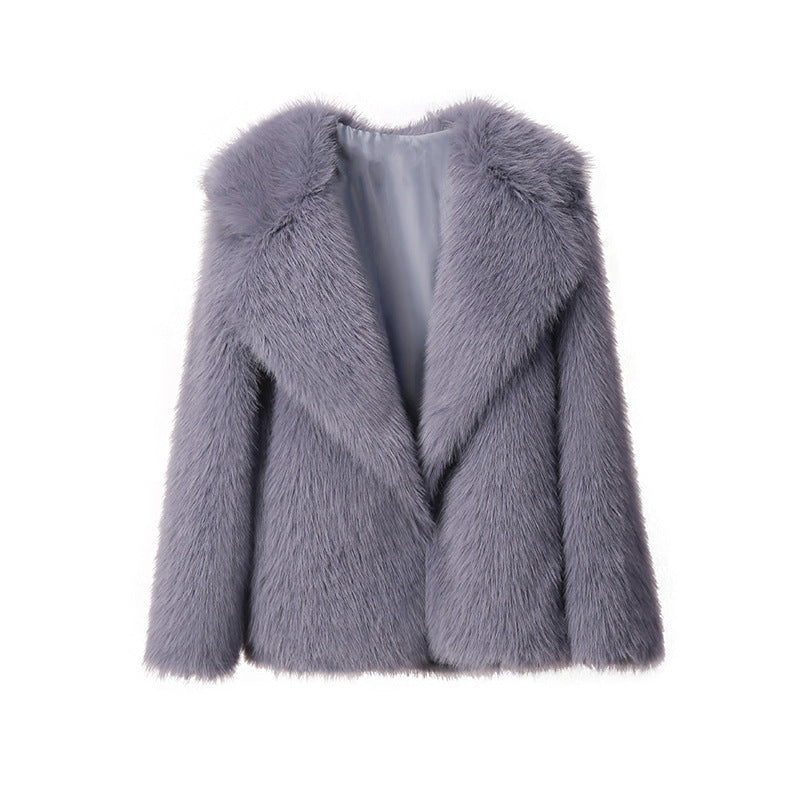 Elegante Weiße Kunstpelzjacke mit Langen Ärmeln