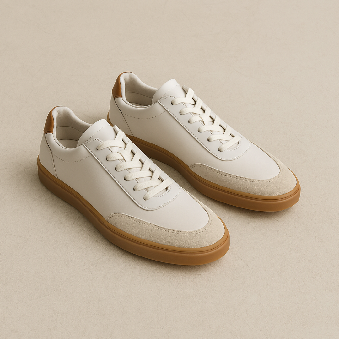 Elegante Weiße Leder Sneakers Herren