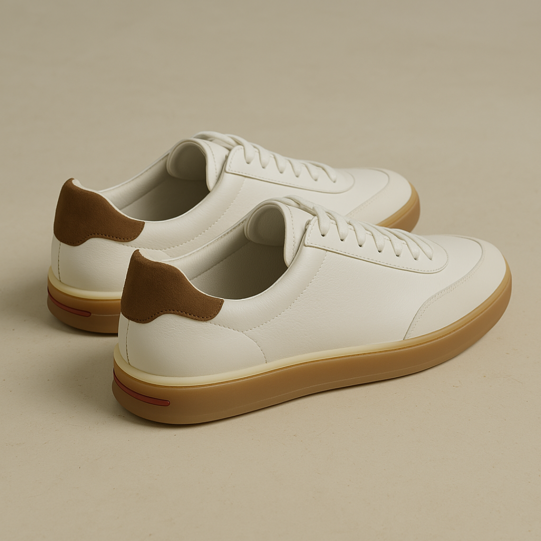 Elegante Weiße Leder Sneakers Herren