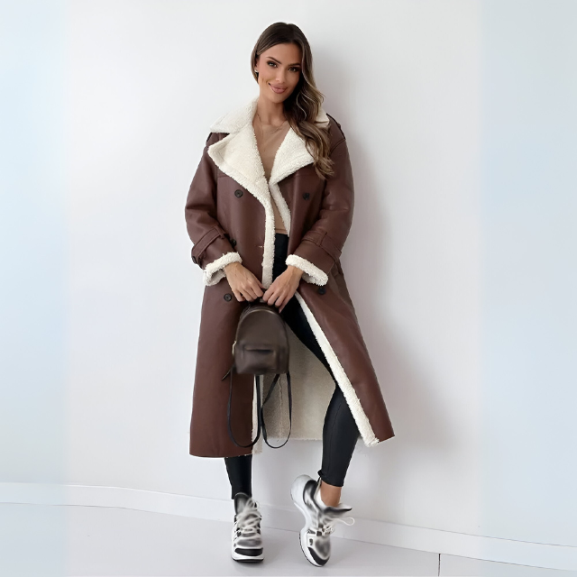 Elegante Winterjacke aus PU-Leder mit Fleecefutter