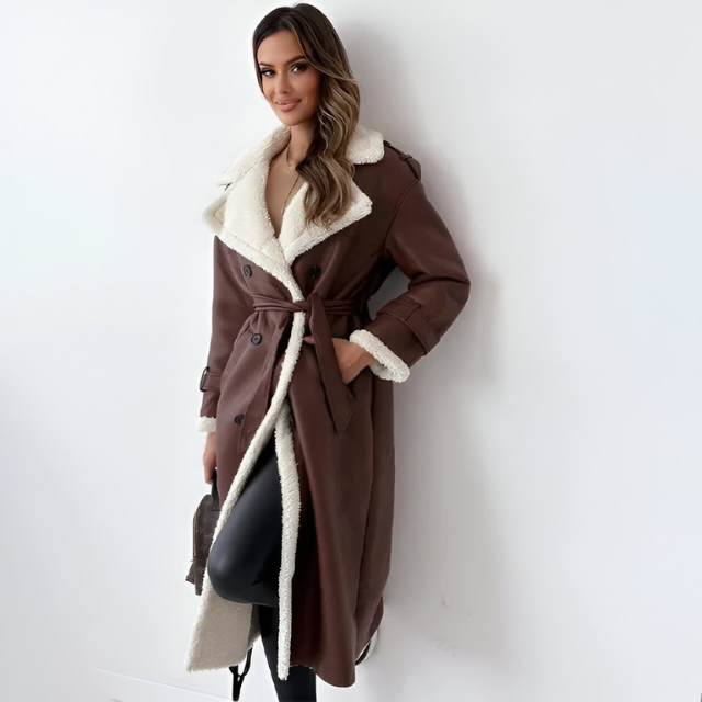 Elegante Winterjacke aus PU-Leder mit Fleecefutter