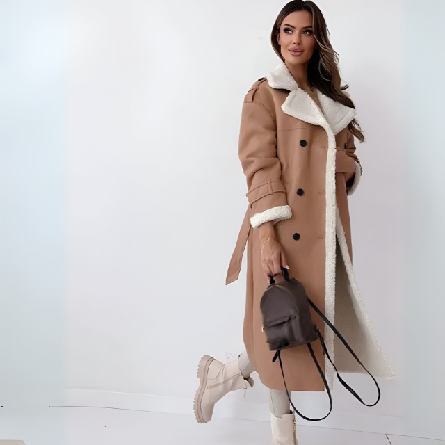 Elegante Winterjacke aus PU-Leder mit Fleecefutter