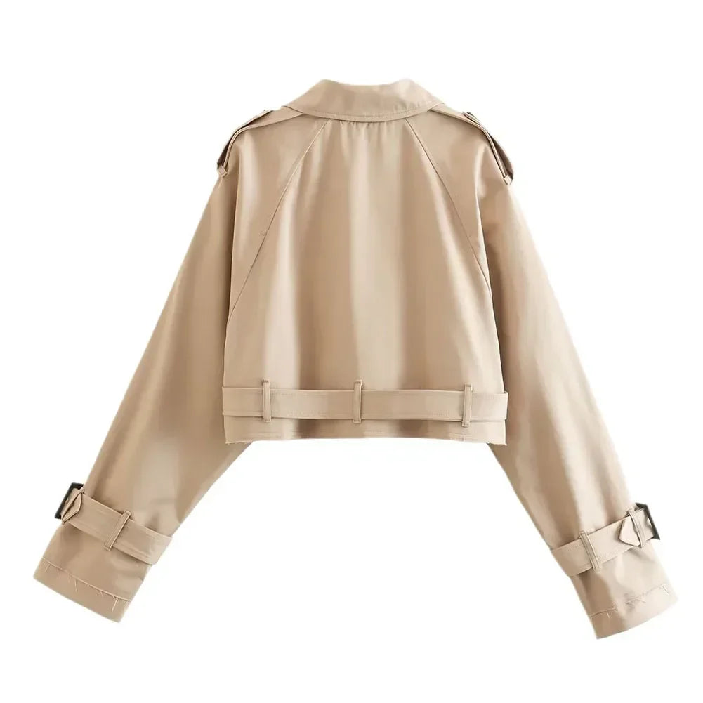 Eleganter Damen Cropped Jacke mit Gürtel