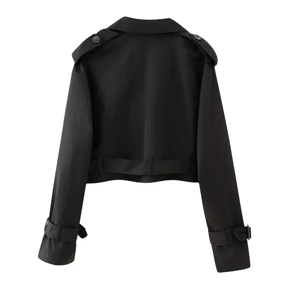 Eleganter Damen Cropped Jacke mit Gürtel