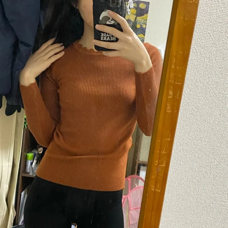 Elegante maglia da donna con maniche lunghe e scollo rotondo