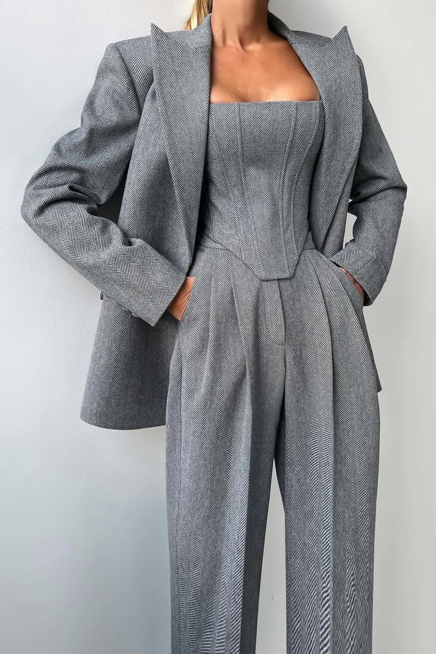 Eleganter Dreiteiliger Anzug mit Doppeltem Blazer