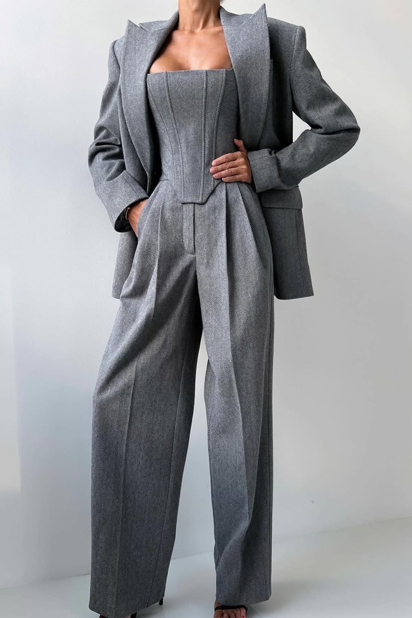 Eleganter Dreiteiliger Anzug mit Doppeltem Blazer