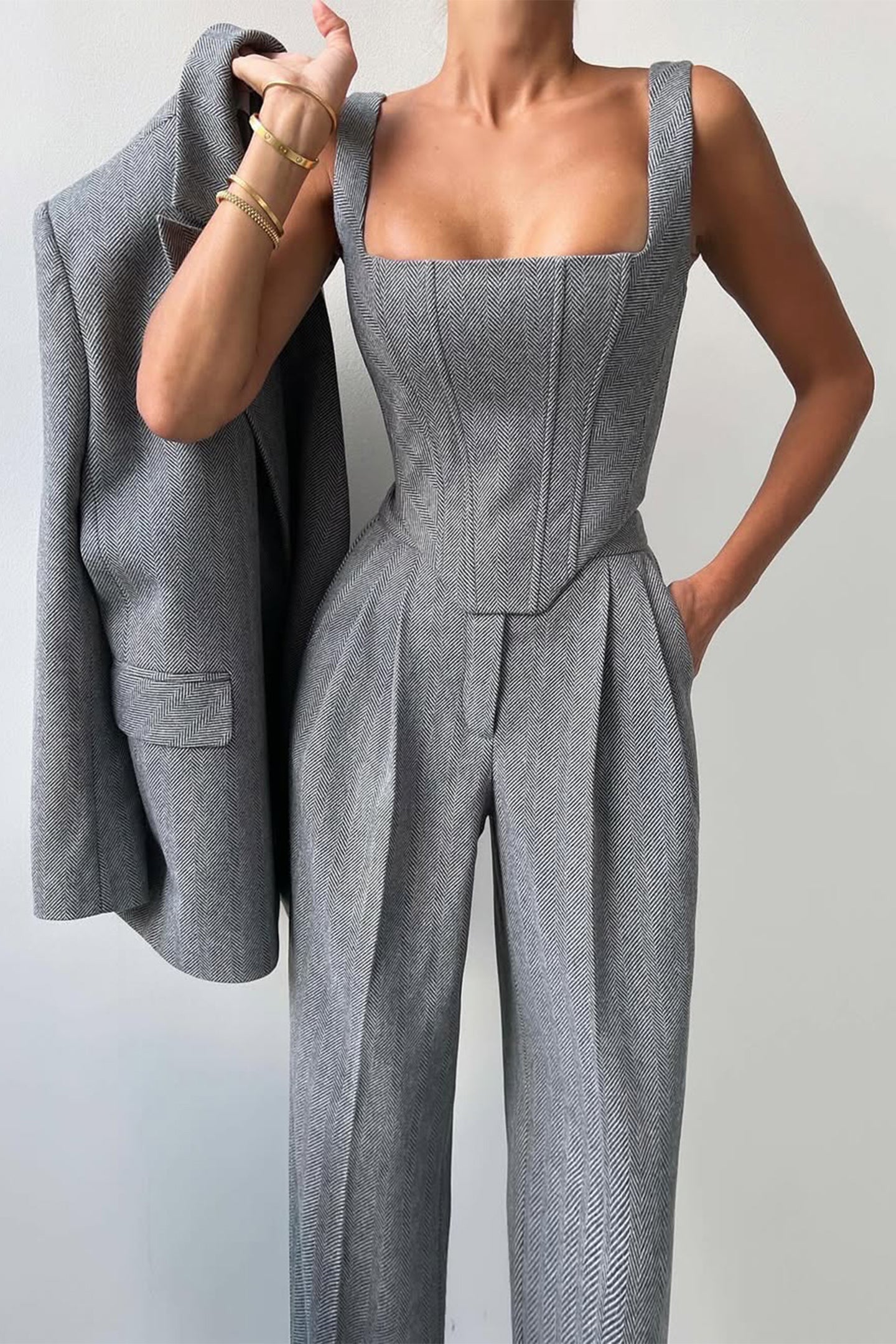 Eleganter Dreiteiliger Anzug mit Doppeltem Blazer
