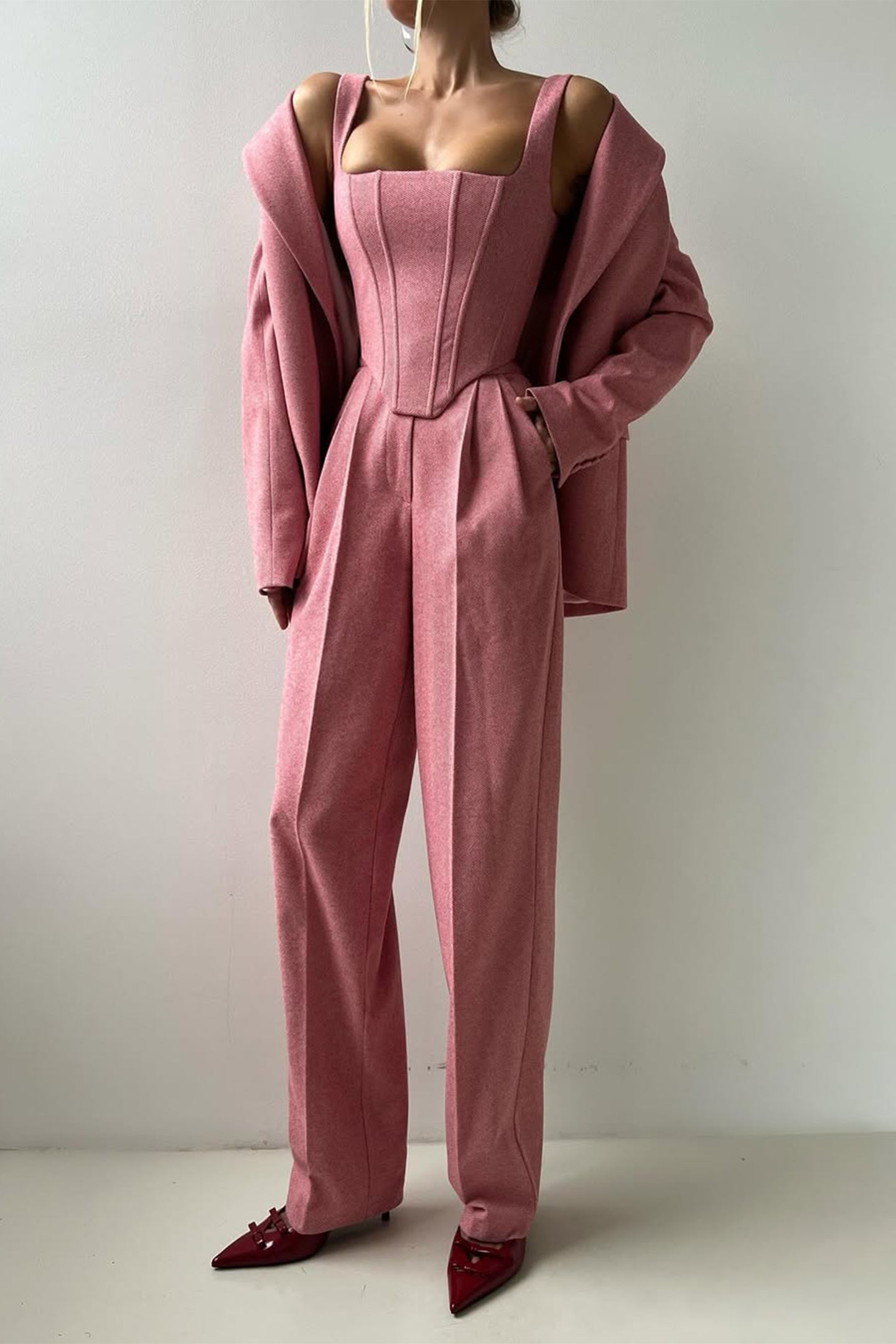 Eleganter Dreiteiliger Anzug mit Doppeltem Blazer