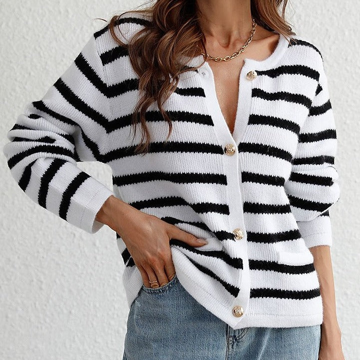 Eleganter Gestreifter cardigan für Damen