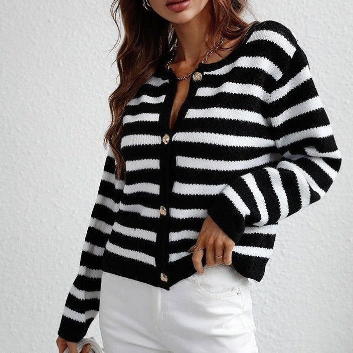Eleganter Gestreifter cardigan für Damen