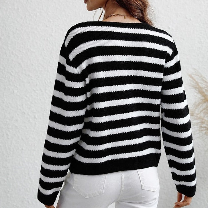 Eleganter Gestreifter cardigan für Damen