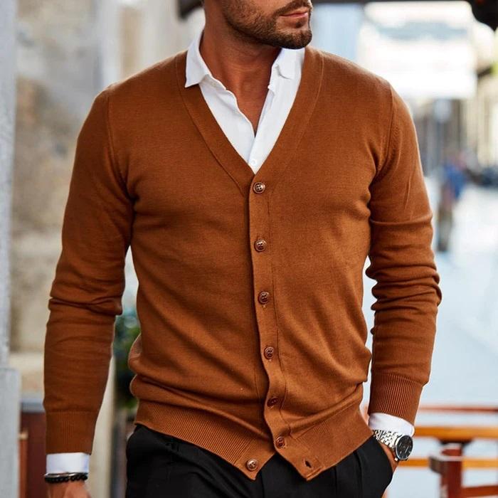 Eleganter Herren Cardigan mit V-Ausschnitt und Knöpfen – Casual Stil für jede Gelegenheit