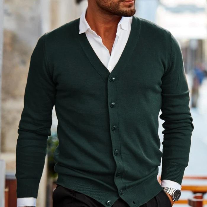 Eleganter Herren Cardigan mit V-Ausschnitt und Knöpfen – Casual Stil für jede Gelegenheit