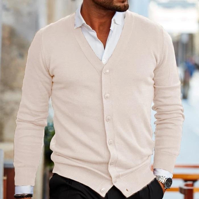 Eleganter Herren Cardigan mit V-Ausschnitt und Knöpfen – Casual Stil für jede Gelegenheit