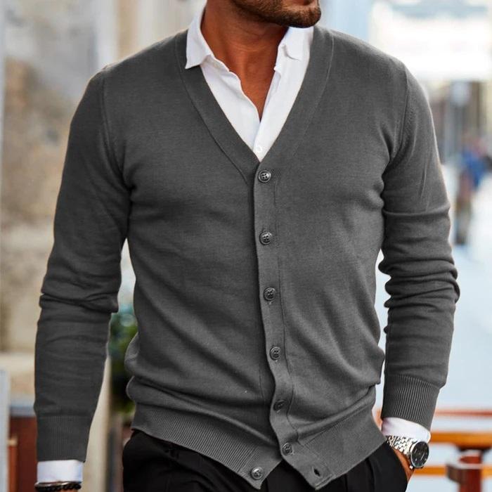 Eleganter Herren Cardigan mit V-Ausschnitt und Knöpfen – Casual Stil für jede Gelegenheit