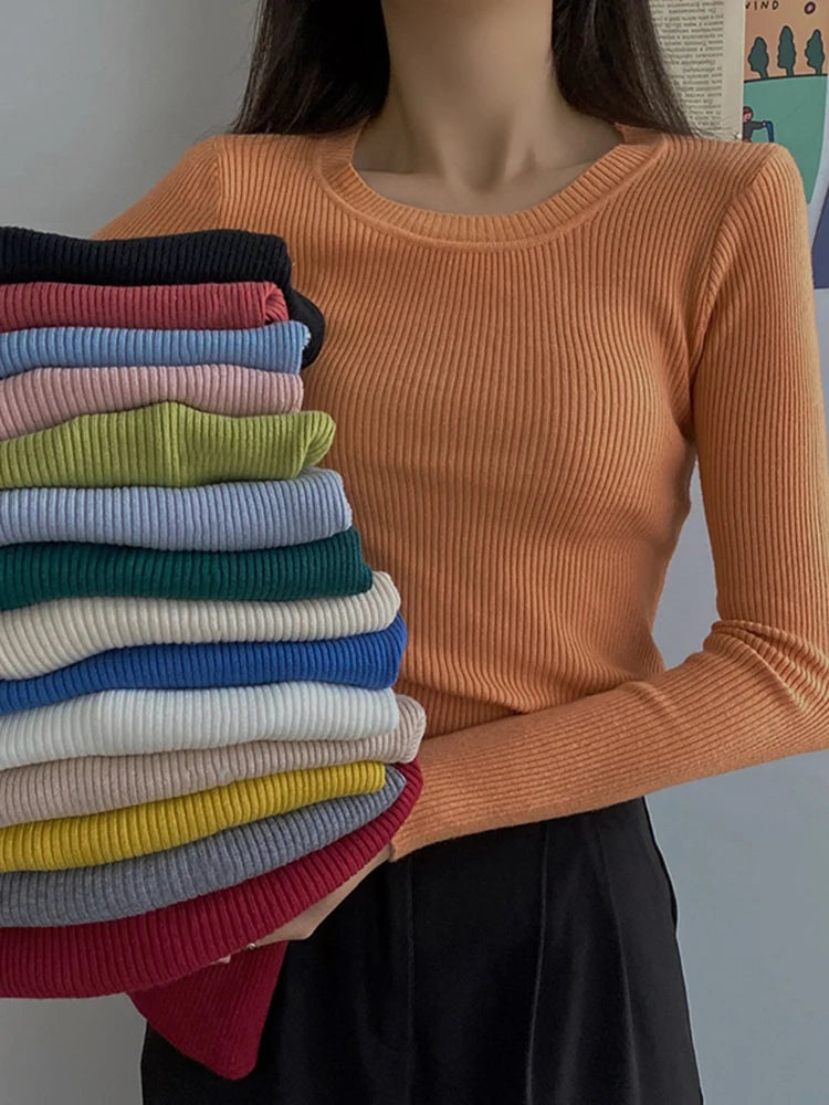 Eleganter O-Hals Pullover Damen