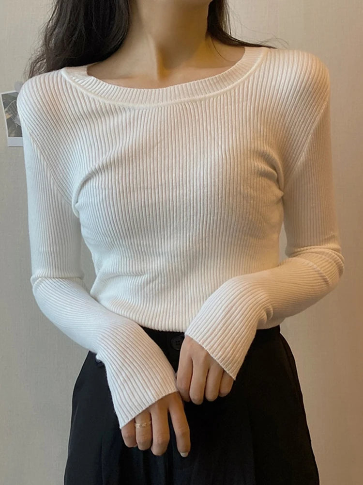 Eleganter O-Hals Pullover Damen