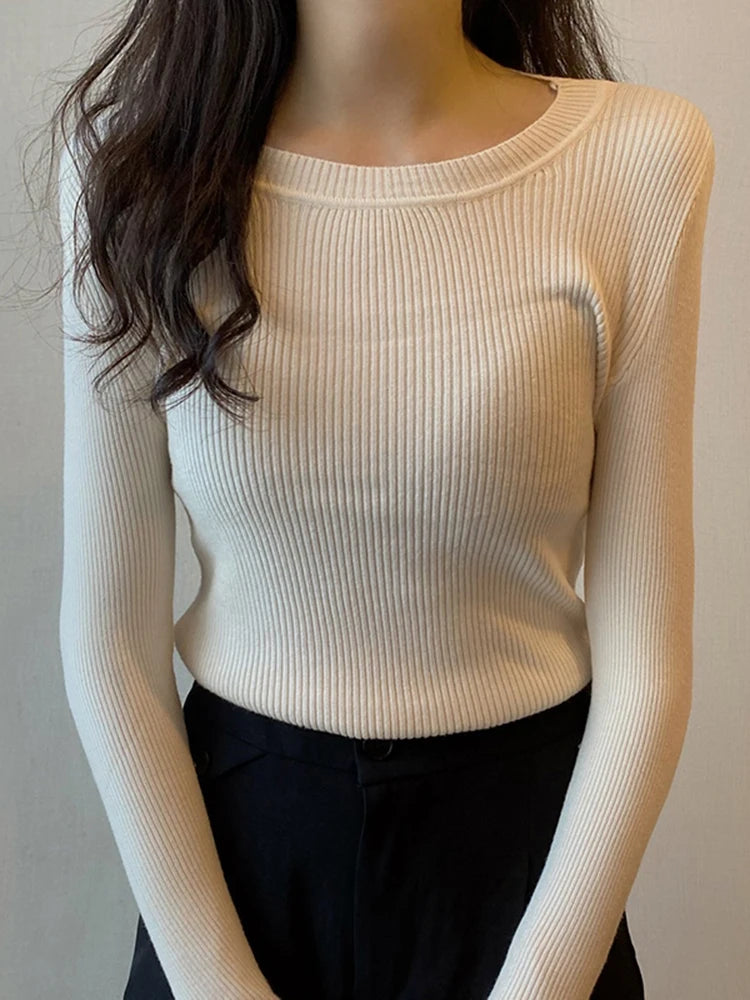 Eleganter O-Hals Pullover Damen